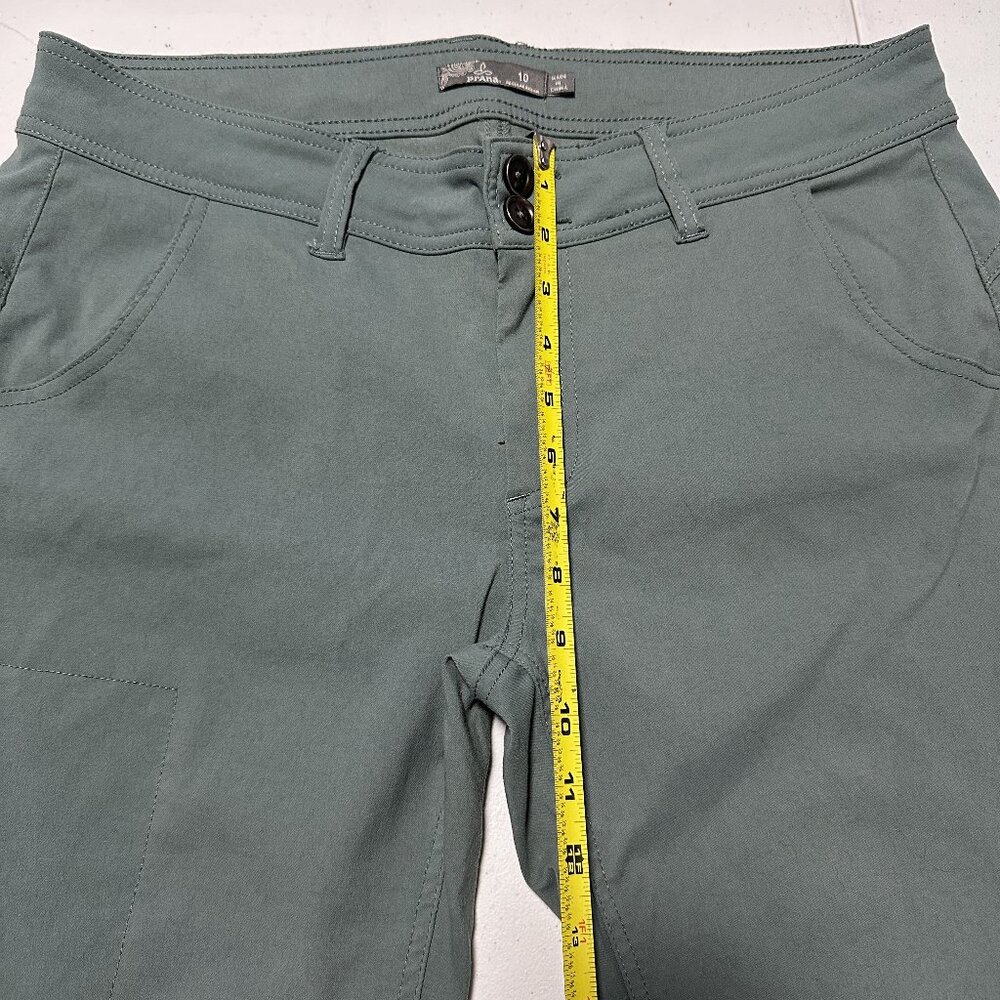 PrAna Halle Straight Smoky Blue Hiking Climbing Pants Stretch Roll-up Legs Sz 10 - Picture 10 of 13